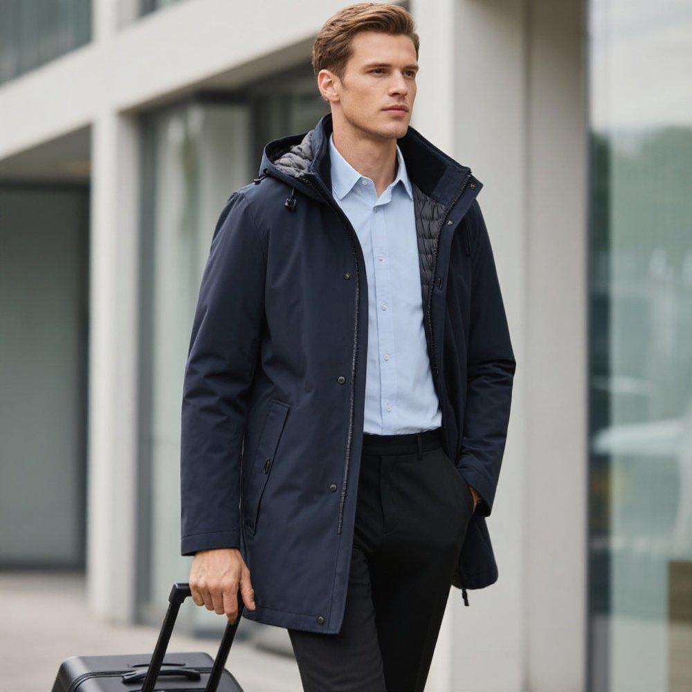 Thickened Cotton Business Travel Jacket All-Season Stretch Fit Office Commuting Casual Daily Wear Coat - Image 2