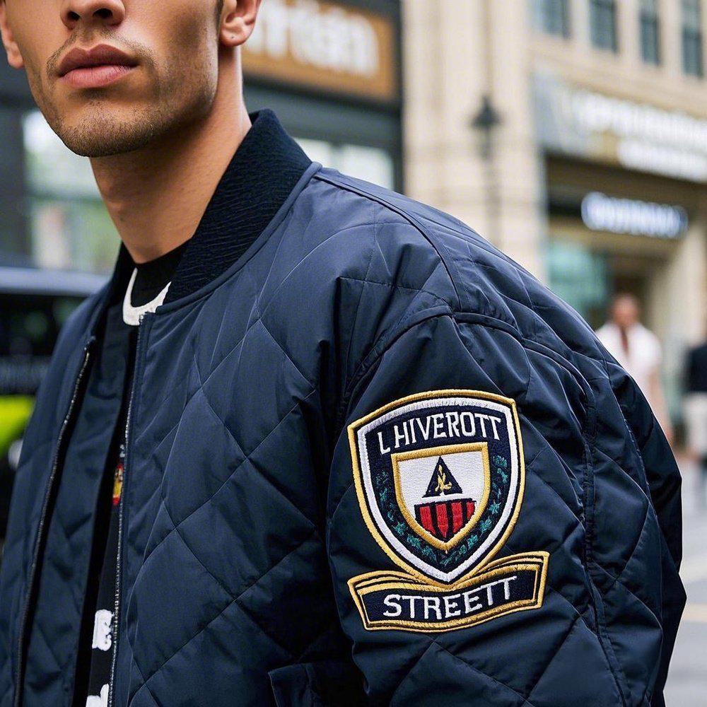 Embroidery Nylon Polyester Western Streetwear Winter Quilted Bomber Jacket Fashion Oversized Custom Logo Varsity Jackets Men - Image 2