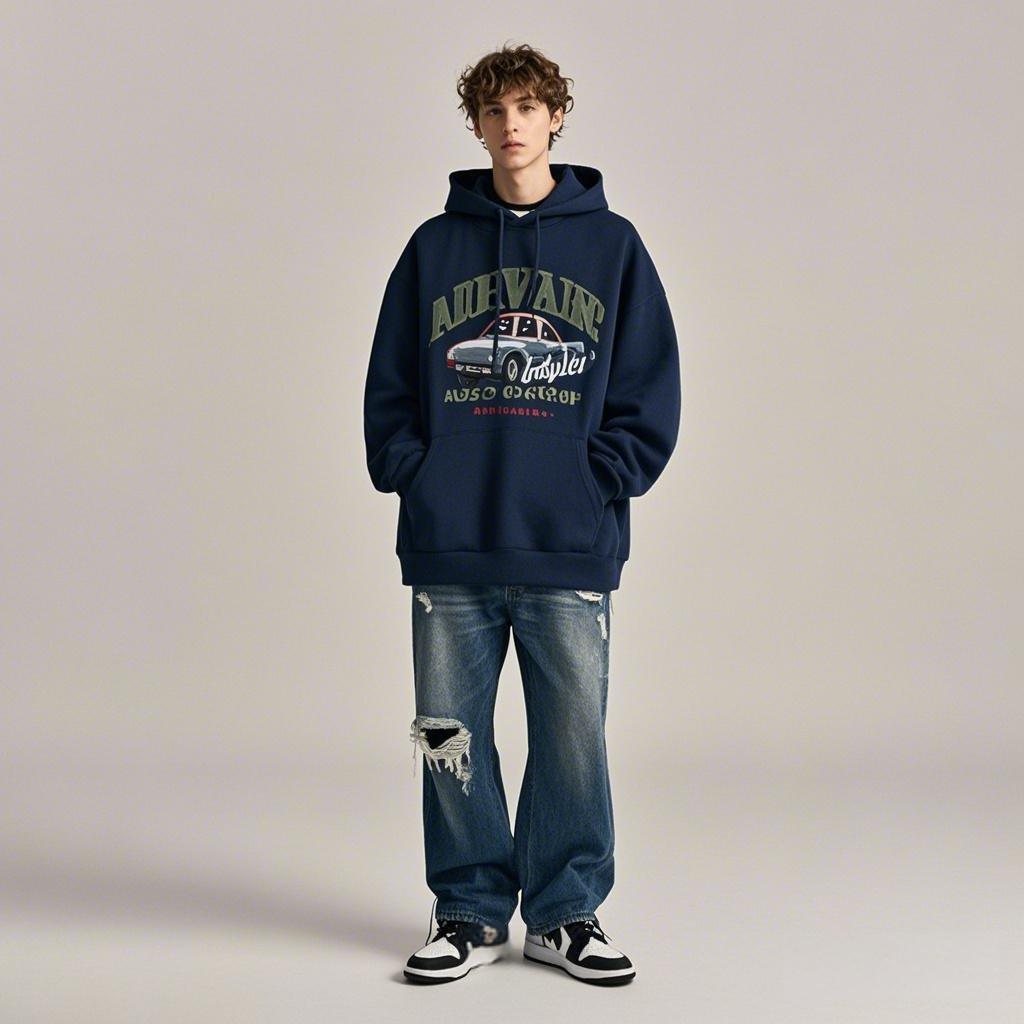 High Quality 400 GSM Cotton Thick Heavyweight Super Large Hoodie Cordless Universal Customized Logo Plus Size Men's Hoodie