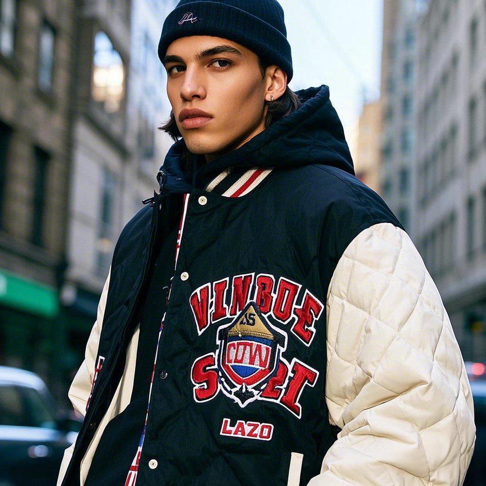 Embroidery Nylon Polyester Western Streetwear Winter Quilted Bomber Jacket Fashion Oversized Custom Logo Varsity Jackets Men - Image 3