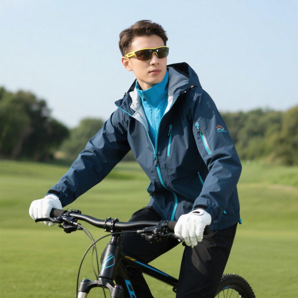 High Collar Windproof Cycling Bike Jacket Warm Lined Golf Coat Anti-UV Sun Protection Rainproof Snowboard Coat - Image 2
