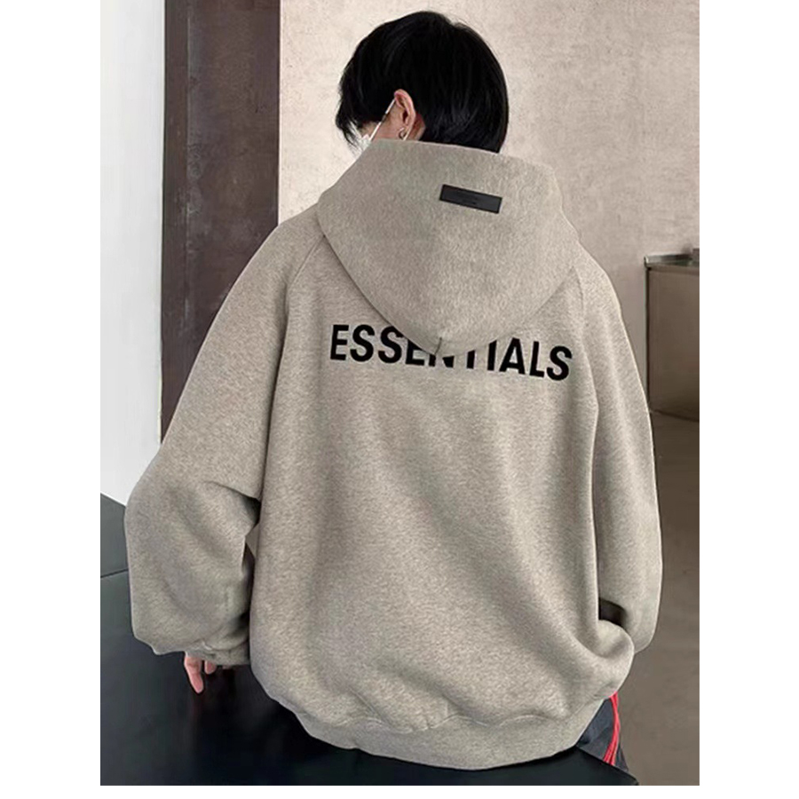 Custom logo High Quality 100% Cotton Hoodie Unisex Streetwear Men Flocking Letter Essential Hoodie - Image 4