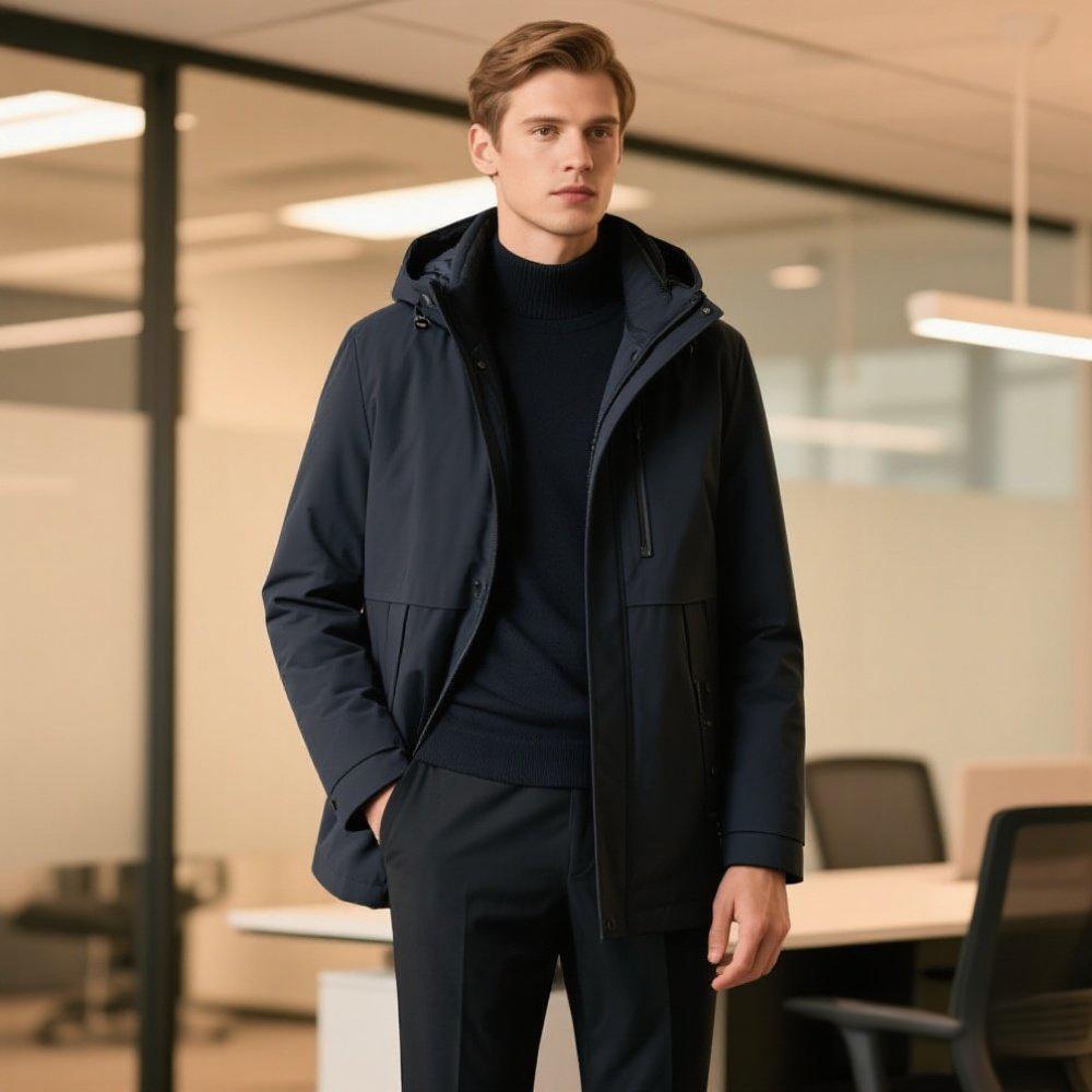 Thickened Cotton Business Travel Jacket All-Season Stretch Fit Office Commuting Casual Daily Wear Coat - Image 3