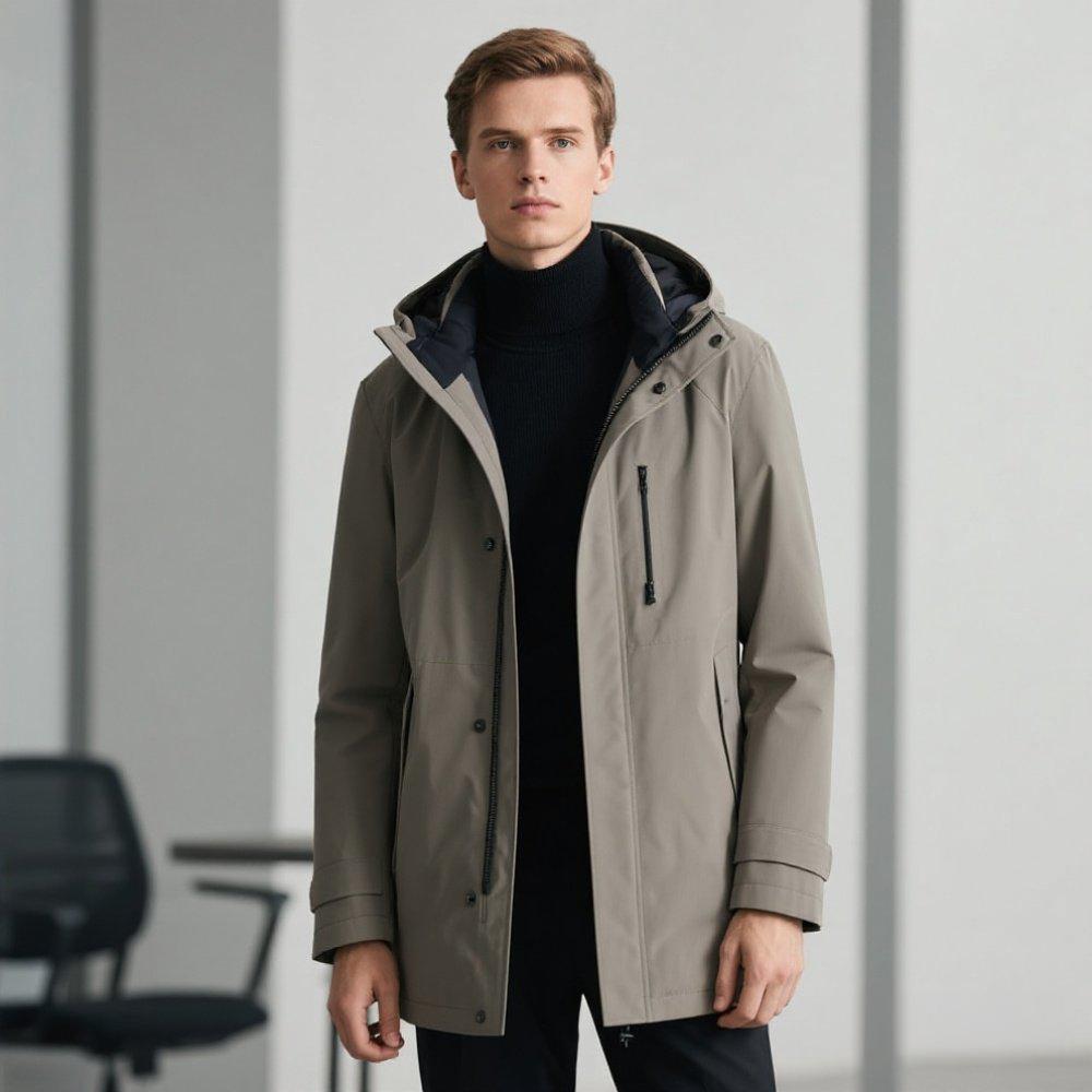 Thickened Cotton Business Travel Jacket All-Season Stretch Fit Office Commuting Casual Daily Wear Coat