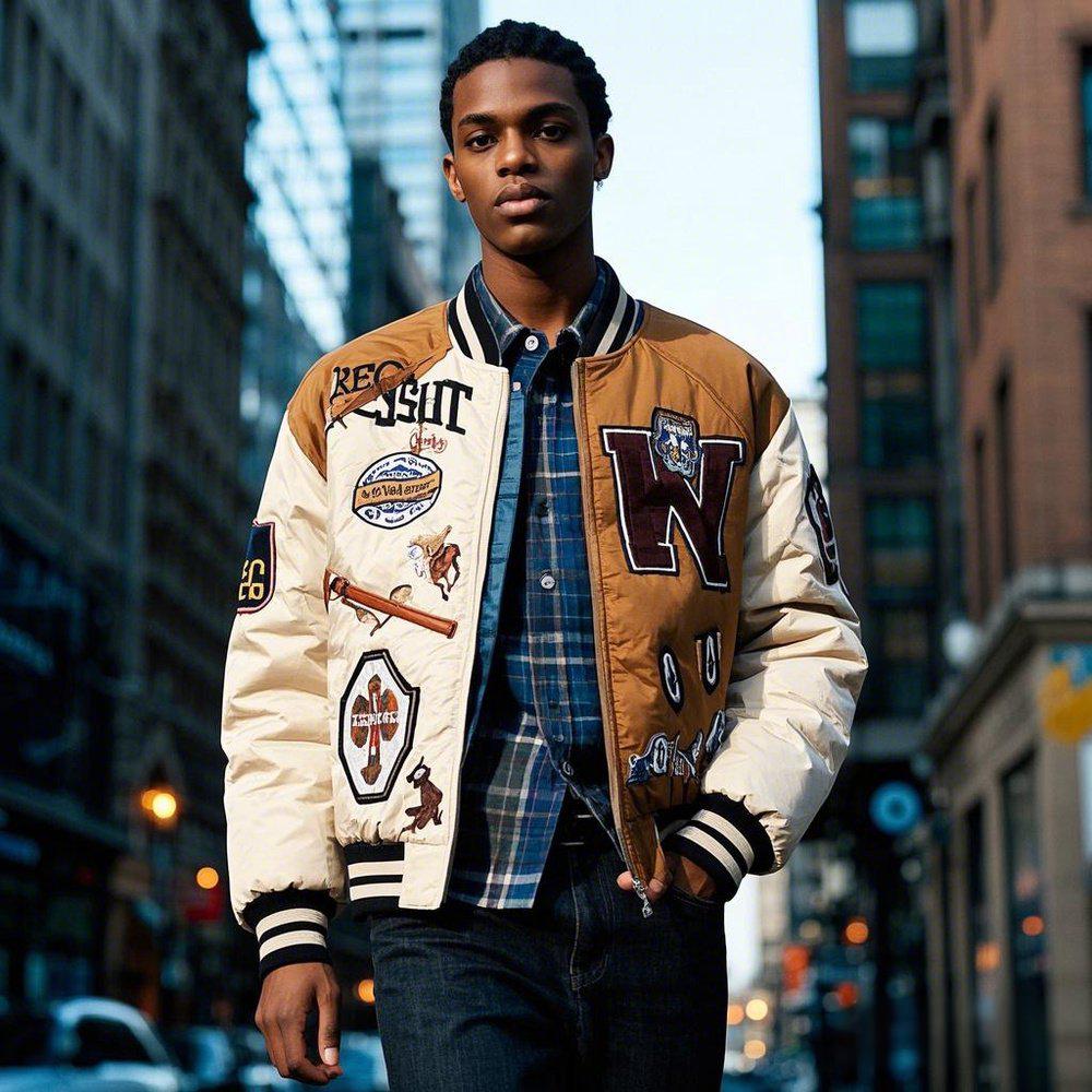 Embroidery Nylon Polyester Western Streetwear Winter Quilted Bomber Jacket Fashion Oversized Custom Logo Varsity Jackets Men