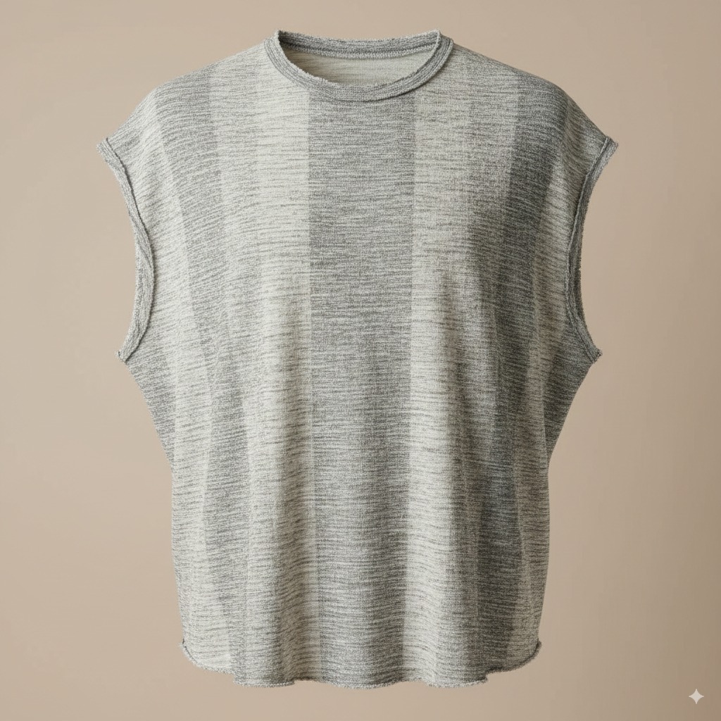 Custom Logo Breathable Sleeveless T Shirts 275gsm Cotton Man Tank Top Raw Edge Batik Sleeveless T-shirt Blank - Image 4