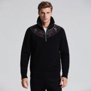 slider_images_1 High Quality Men's Winter Warm Pullover Zip-Up Fleece Sweatshirt Custom Made 3D Embroidery Mock Neck Design Spring