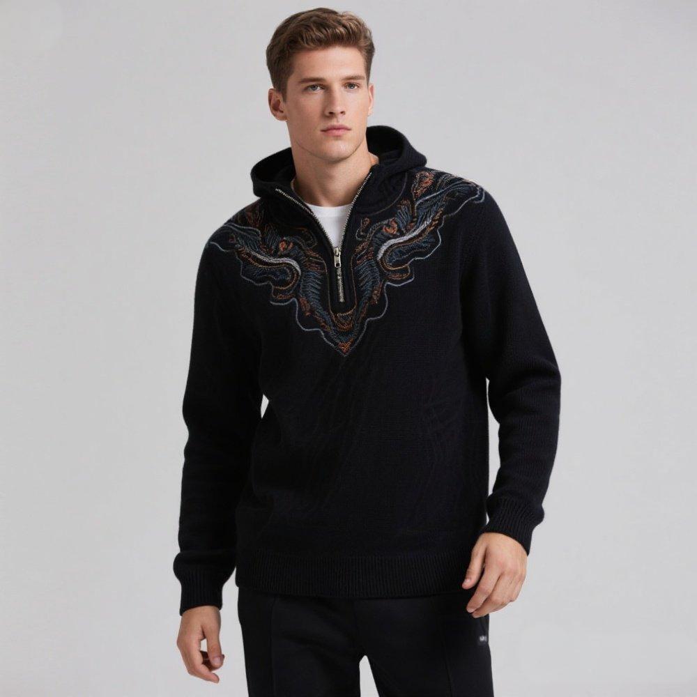 High Quality Men's Winter Warm Pullover Zip-Up Fleece Sweatshirt Custom Made 3D Embroidery Mock Neck Design Spring - Image 2