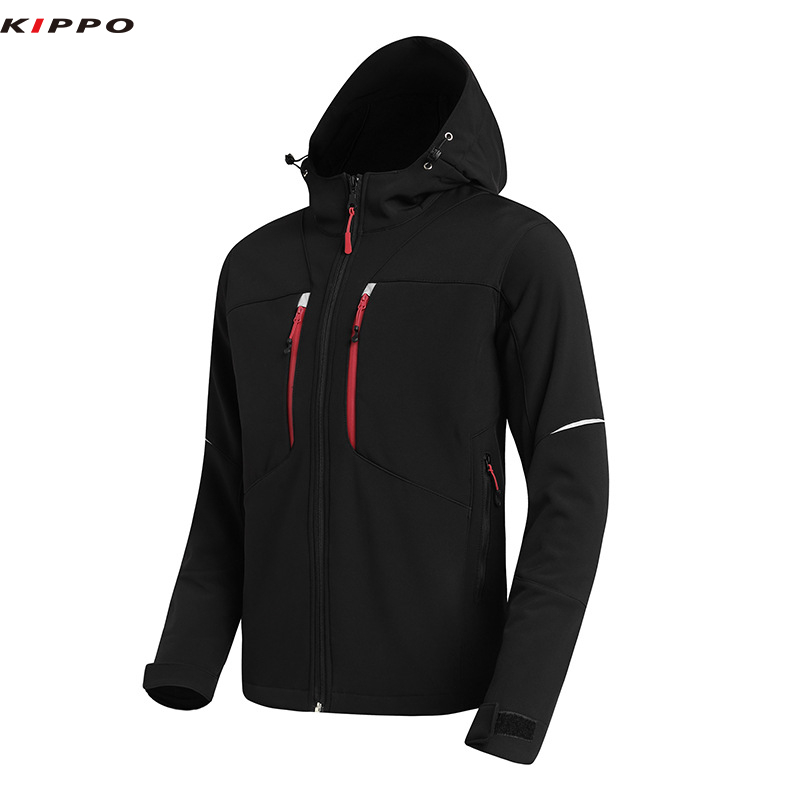 Men's Winter Softshell Outdoor Jacket with Waterproof Zipper Warm Hooded Clothing for Skiing Cycling Fishing Mountaineering - Image 3