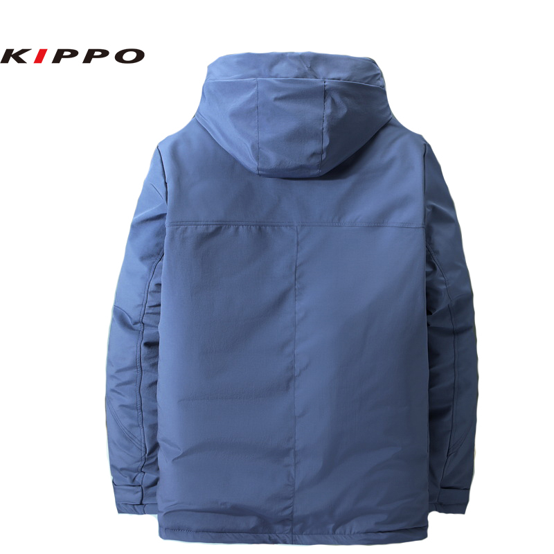 Large Size Casual Winter Sports Jacket Solid Color Hooded Parka With Pockets Woven Softshell Outerwear Warm Padded Coat - Image 5