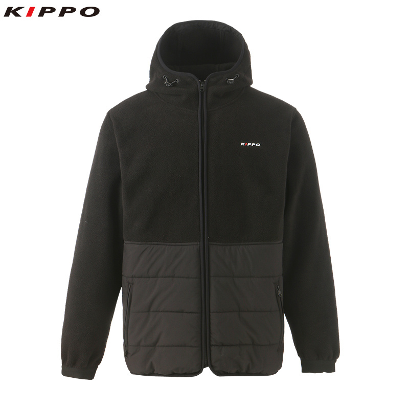 Custom Men's Casual Winter Jacket Stand Collar Kippo Padded Fleece Sports Coat Zipper Closure Patchwork Design for Outdoor Wear