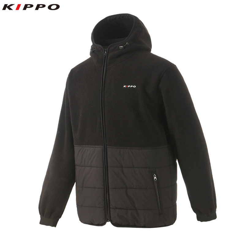 Custom Men's Casual Winter Jacket Stand Collar Kippo Padded Fleece Sports Coat Zipper Closure Patchwork Design for Outdoor Wear - Image 2