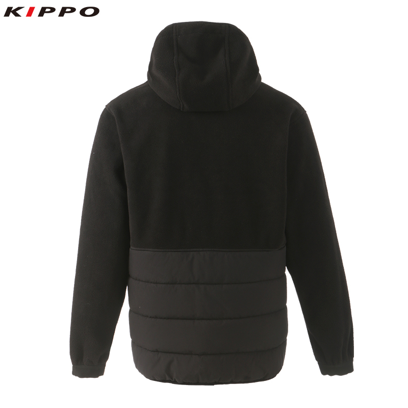 Custom Men's Casual Winter Jacket Stand Collar Kippo Padded Fleece Sports Coat Zipper Closure Patchwork Design for Outdoor Wear - Image 3