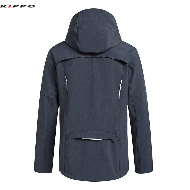 Men's Winter Softshell Outdoor Jacket with Waterproof Zipper Warm Hooded Clothing for Skiing Cycling Fishing Mountaineering - Image 4